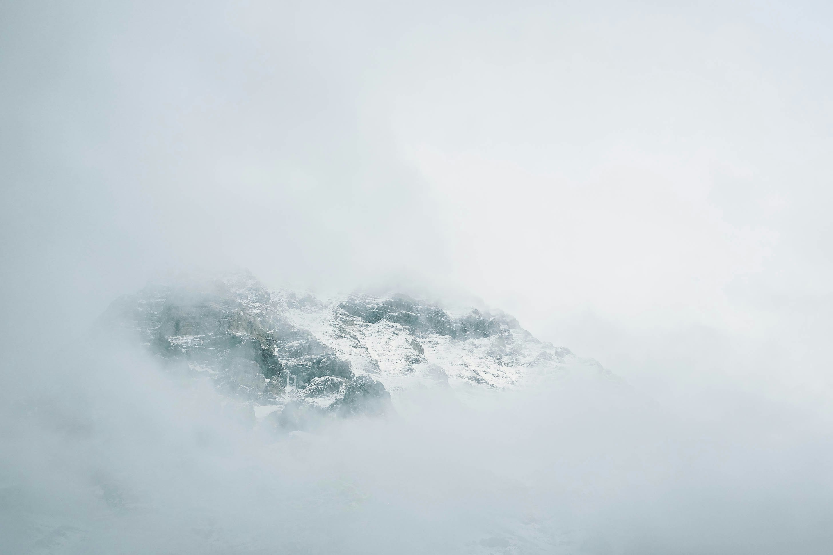 landscape foggy snowy mountain